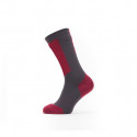 SEALSKINZ - Waterproof Cold Weather Mid Length Sock with Hydrostop - Navy Ou Red