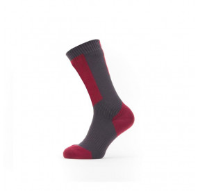 SEALSKINZ - Waterproof Cold Weather Mid Length Sock with Hydrostop - Blanc Ou Red